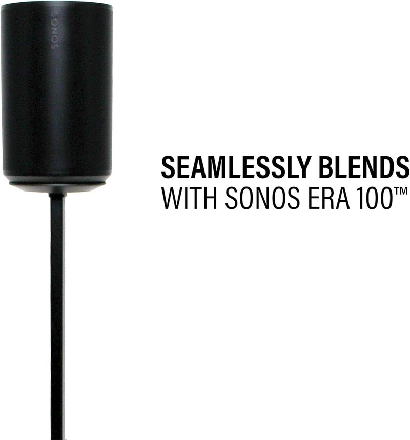 Sanus Speaker Stand for Sonos Era 100 Speakers - Height Adjustable Single Stand w/Easy 3 Step Install - Includes Rubber Feet & Carpet Spikes - Black - Image 1